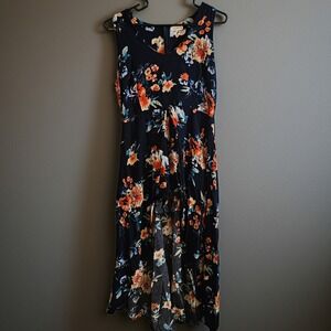 KorMei Party Split High Low Romper‎ Sleeveless Floral Women's Size L